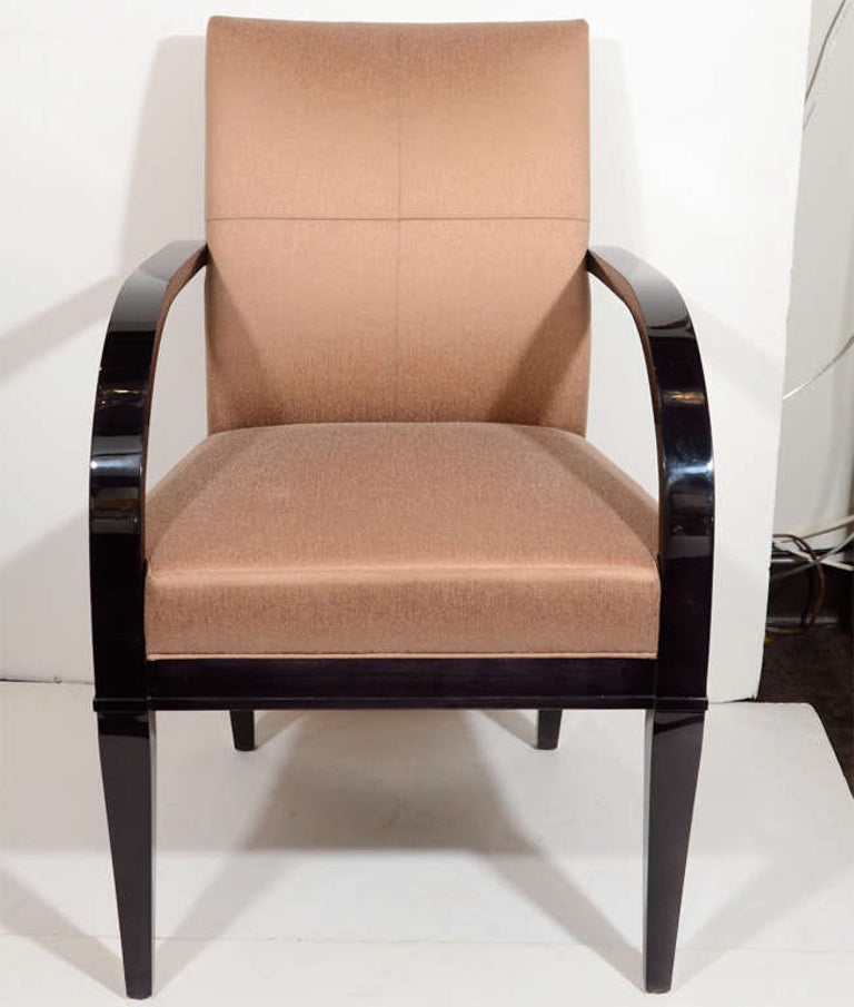 MidCentury Modern Desk Chair in Ebonized Walnut and Copper Sharkskin For Sale at 1stDibs