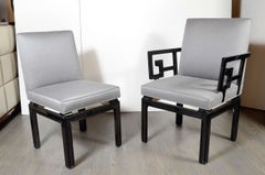 Pair of Mid-Century Modern Baker Occasional Chairs in Black Lacquer