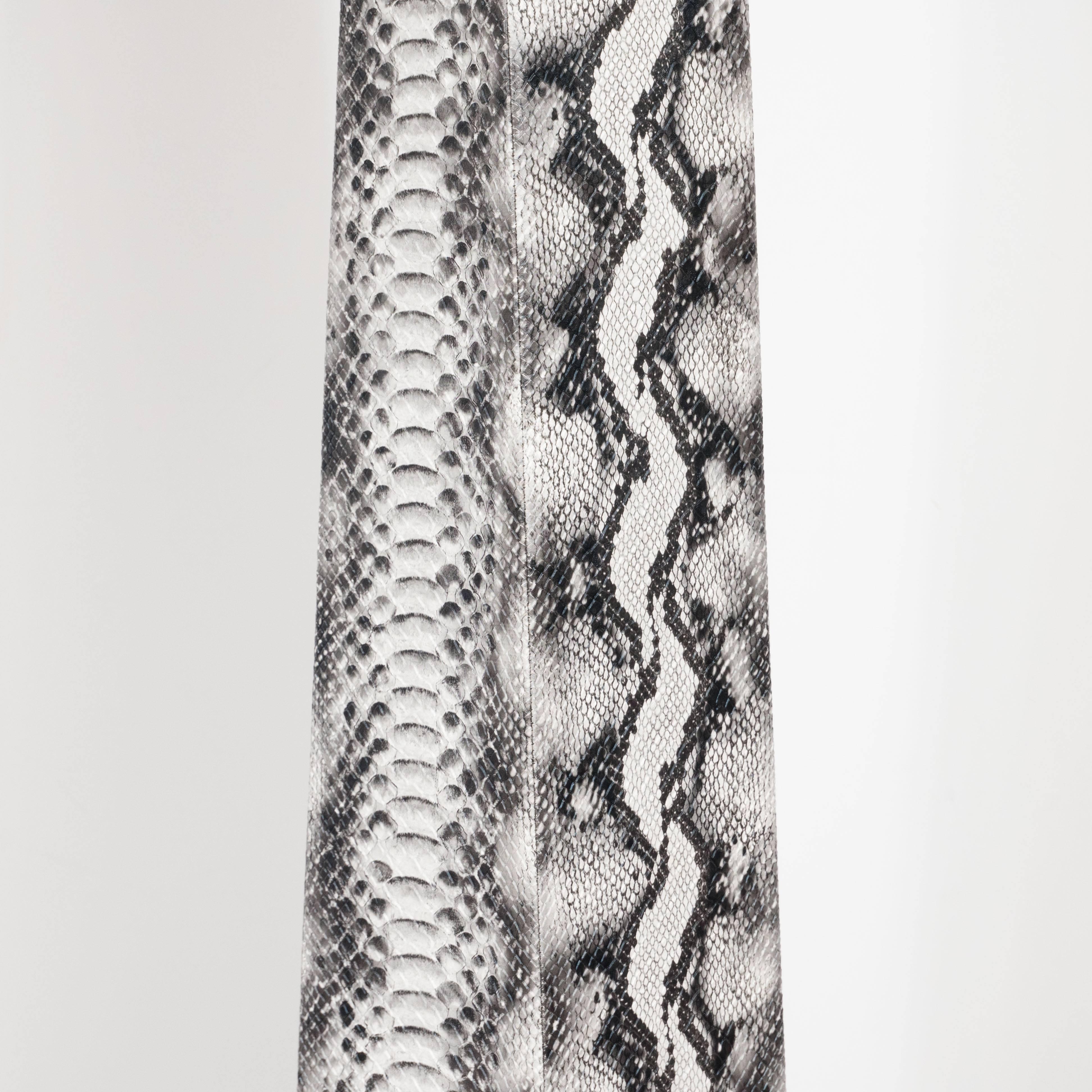Modern J. M. F. Floor Lamp in Grisaille Toned Faux Python Skin by Karl Springer
