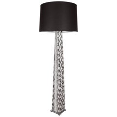 J. M. F. Floor Lamp in Grisaille Toned Faux Python Skin by Karl Springer