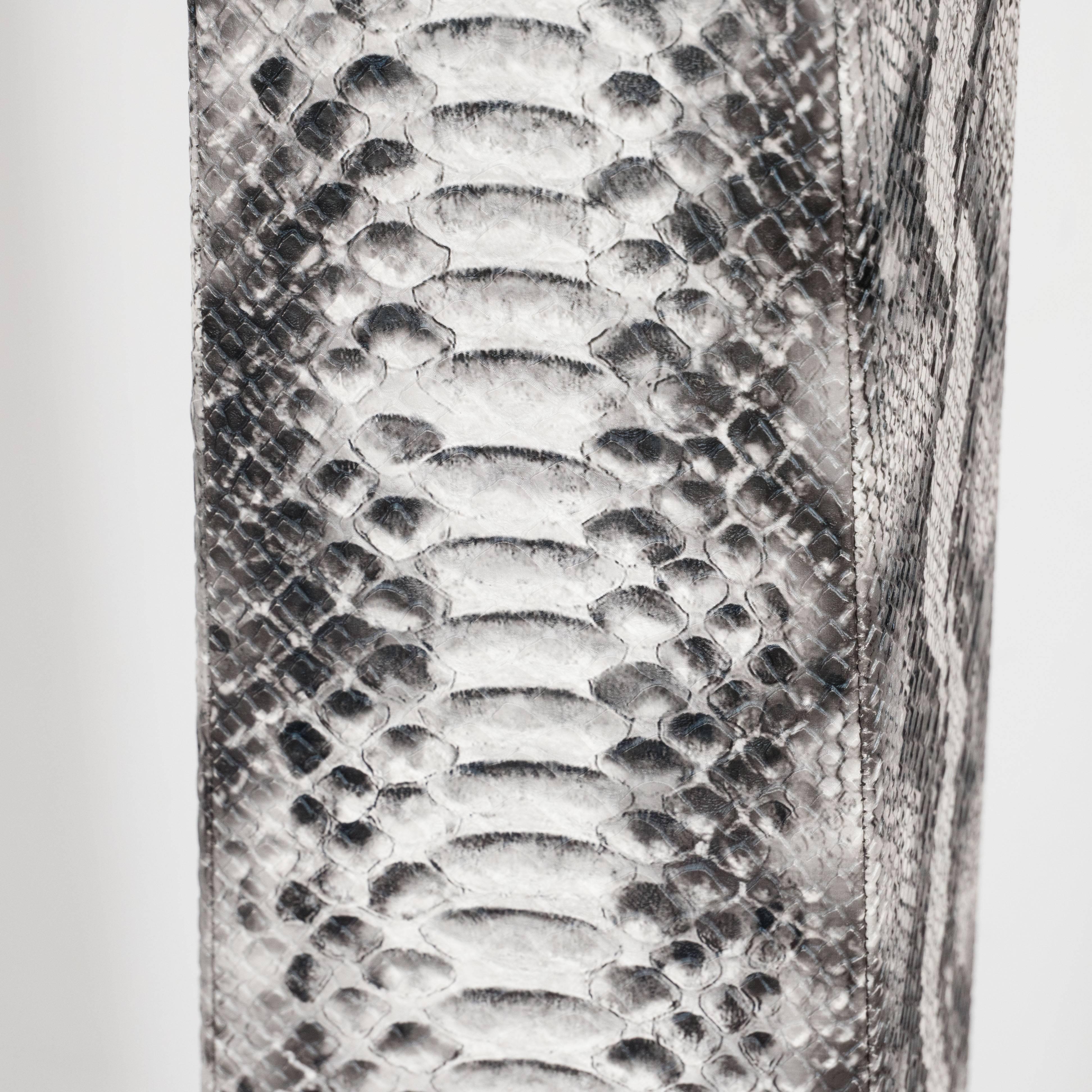 Late 20th Century J. M. F. Floor Lamp in Grisaille Toned Faux Python Skin by Karl Springer