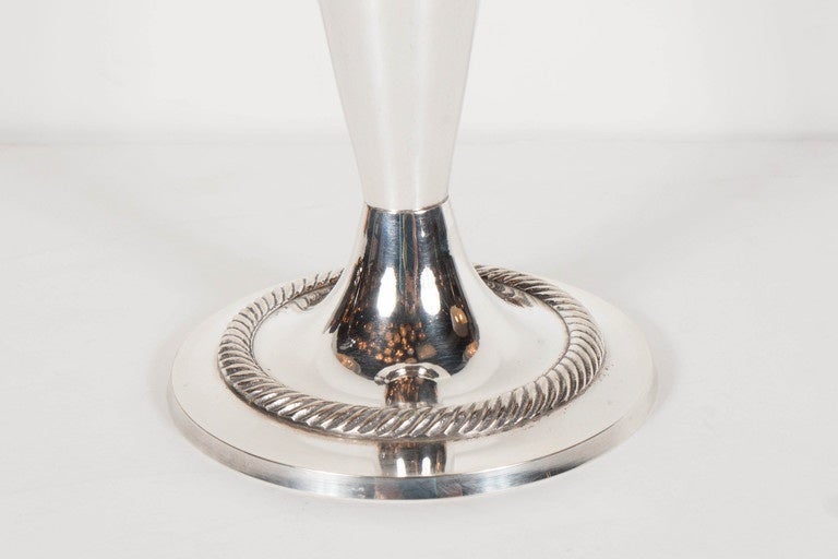 silver plated trumpet vase