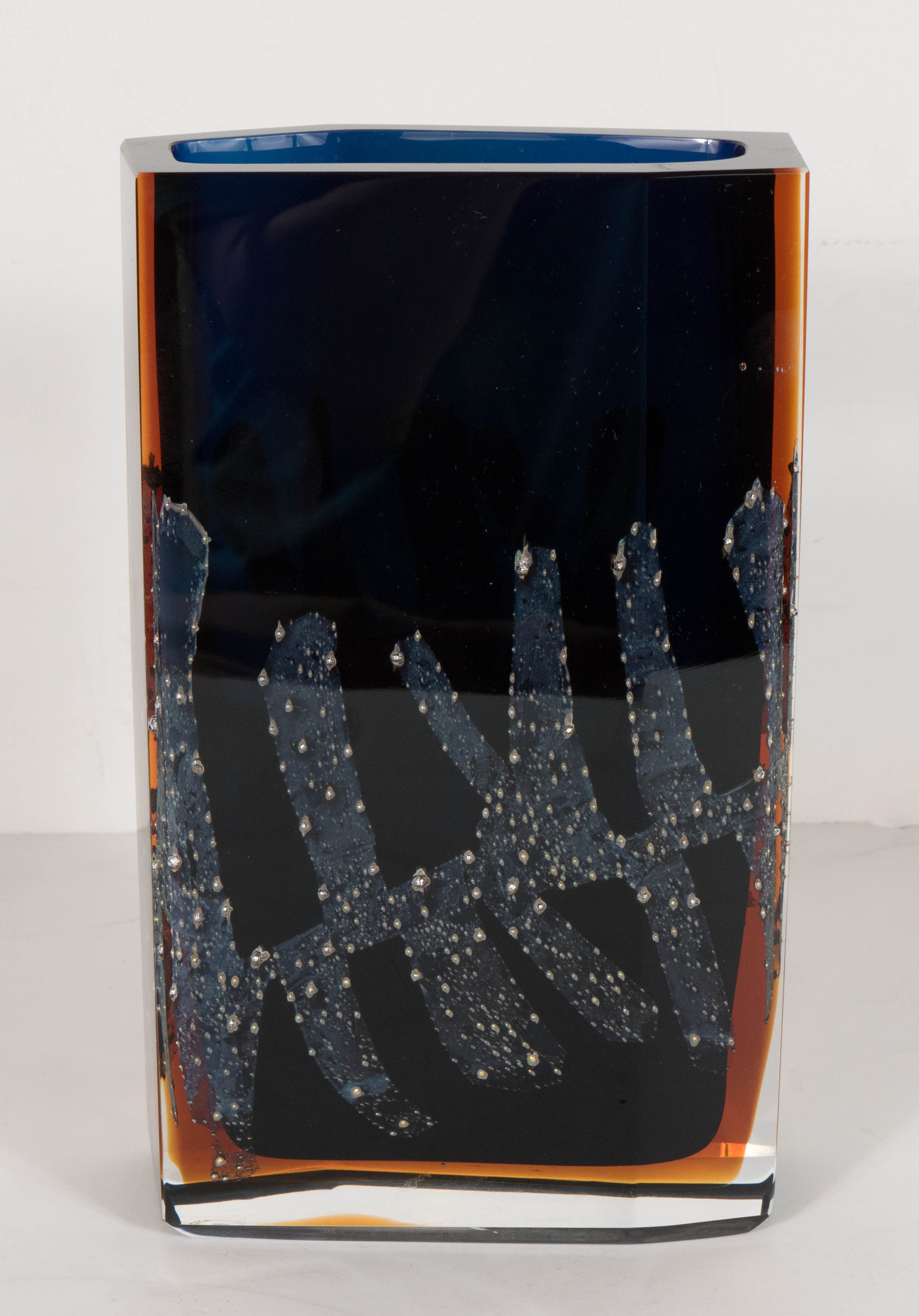 Mid-Century Modernist Handblown Vase by Exbor Glassworks Czechoslovakia
