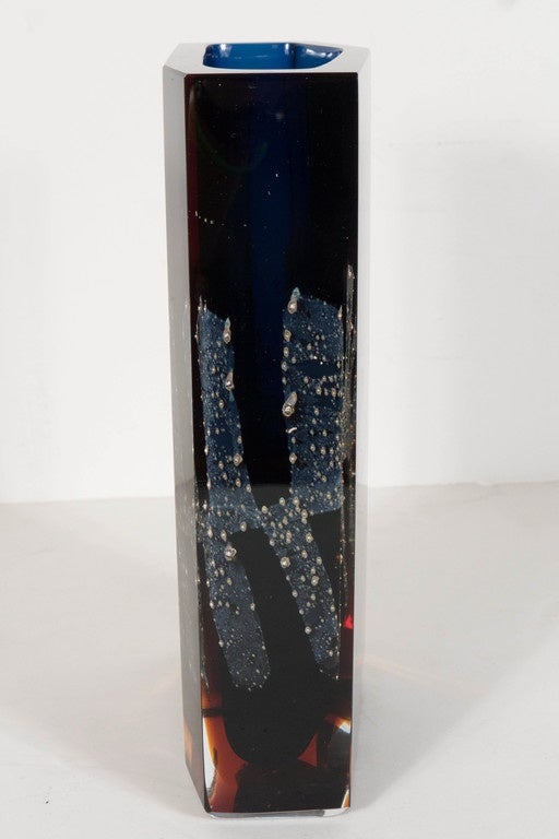 Mid-Century Modernist Handblown Vase by Exbor Glassworks Czechoslovakia 1