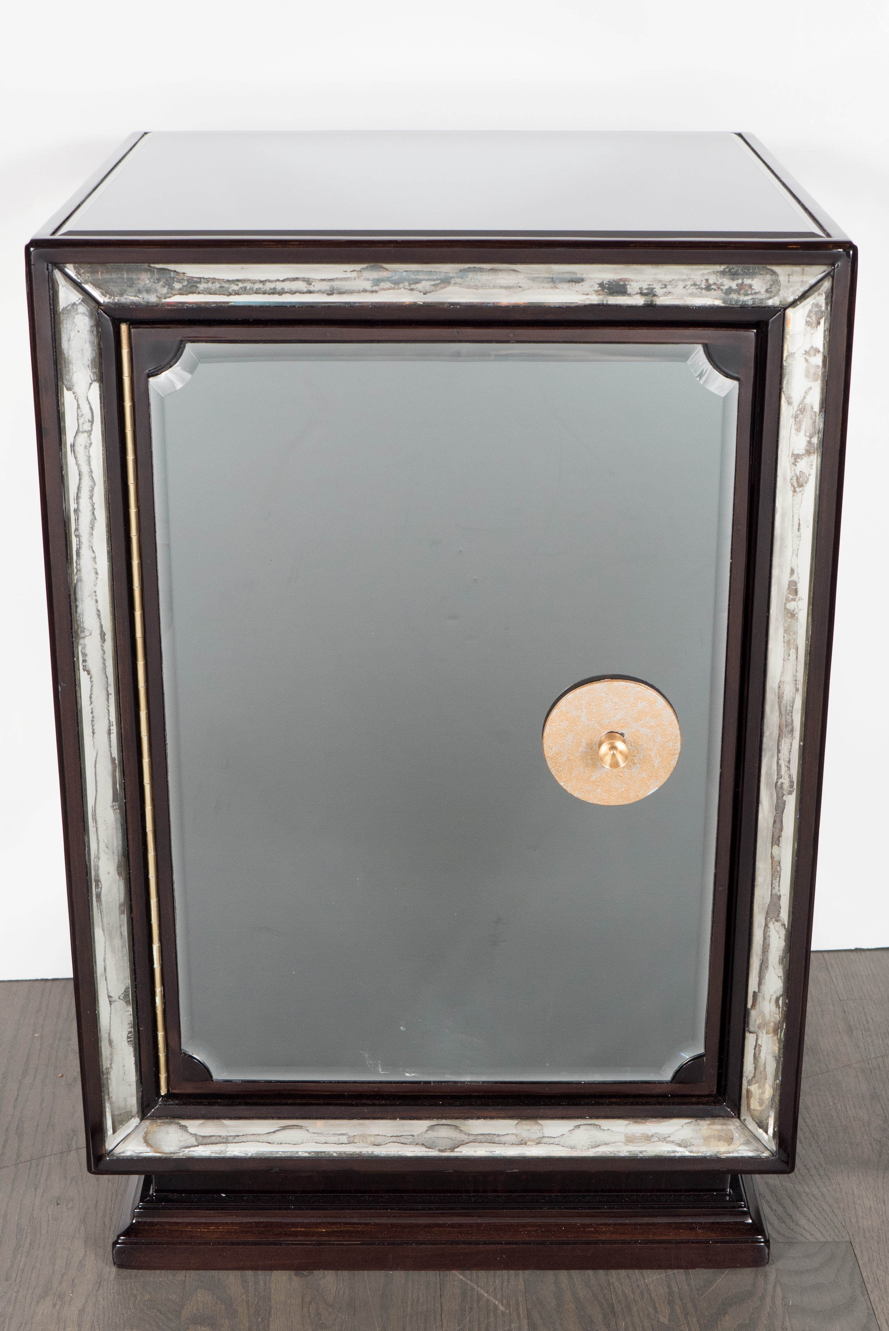 Mid-Century Modernist Smoked Mirror Side Table in the Manner of James Mont