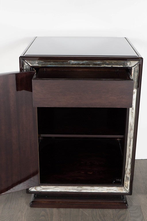Mid-20th Century Mid-Century Modernist Smoked Mirror Side Table in the Manner of James Mont