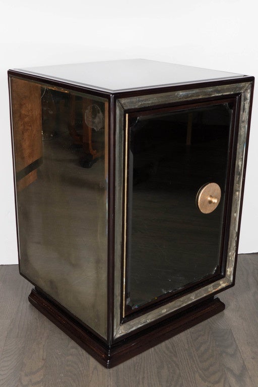 Mid-Century Modernist Smoked Mirror Side Table in the Manner of James Mont 2