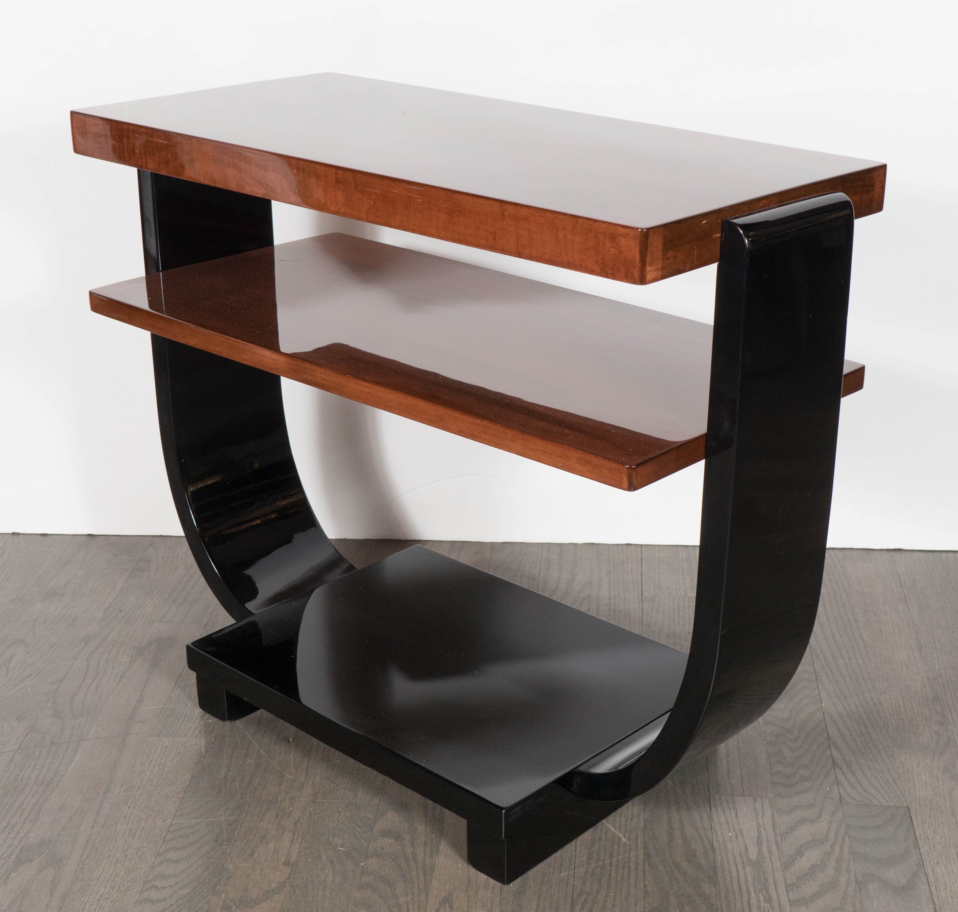 Streamlined Art Deco Two-Tier Occasional Side Table by Modernage