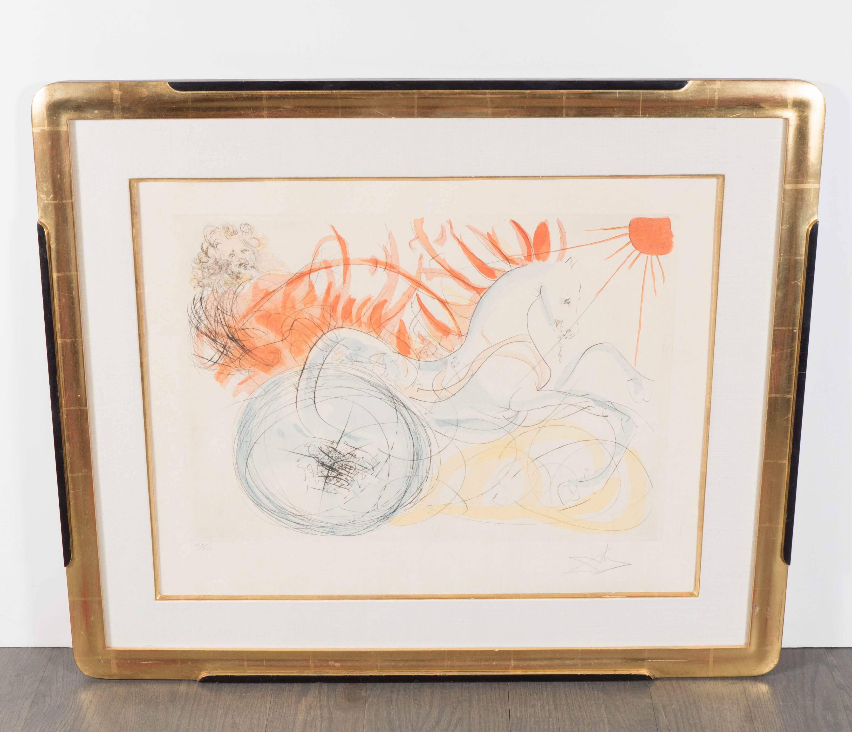 Original Etching with Hand Coloring by Salvador Dali "Elijah on His Chariot"