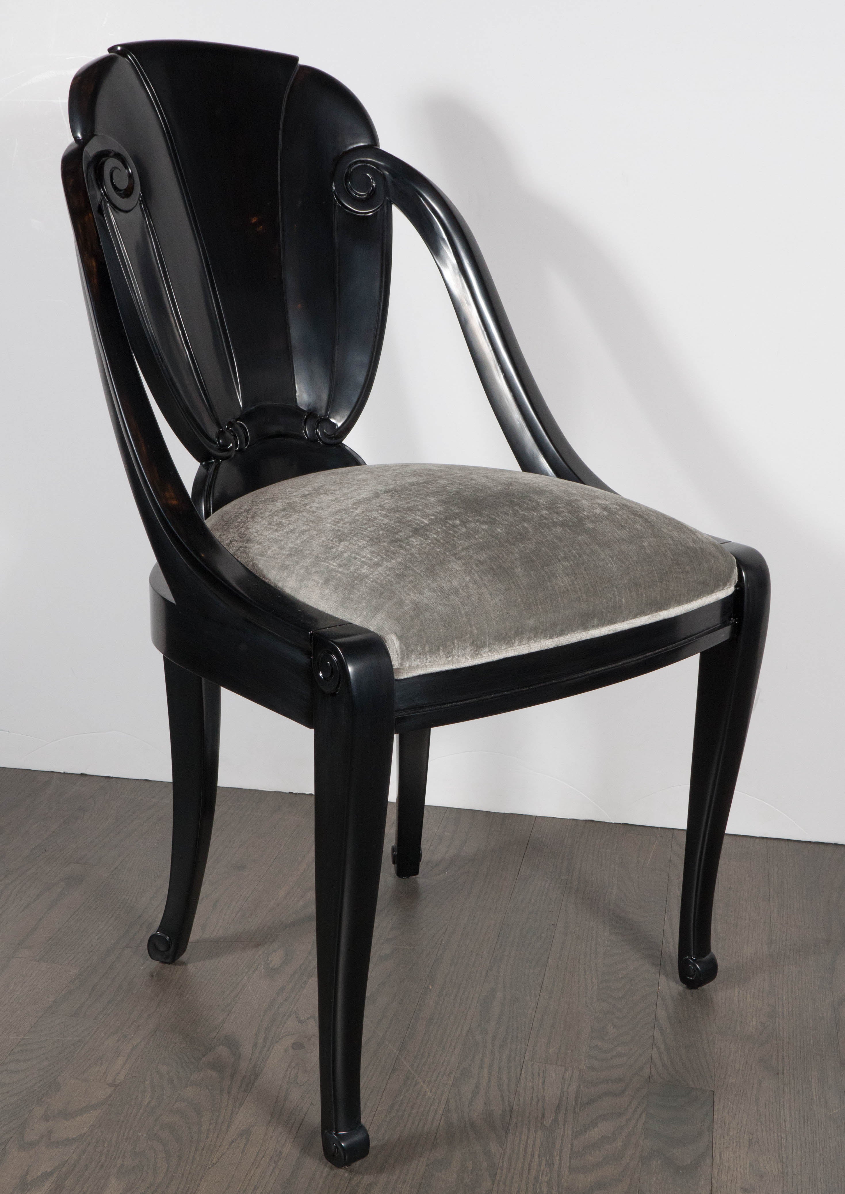 Art Deco Vanity Chair in the Manner of Ruhlmann in Ebonized Walnut at 1stDibs vanity chairs