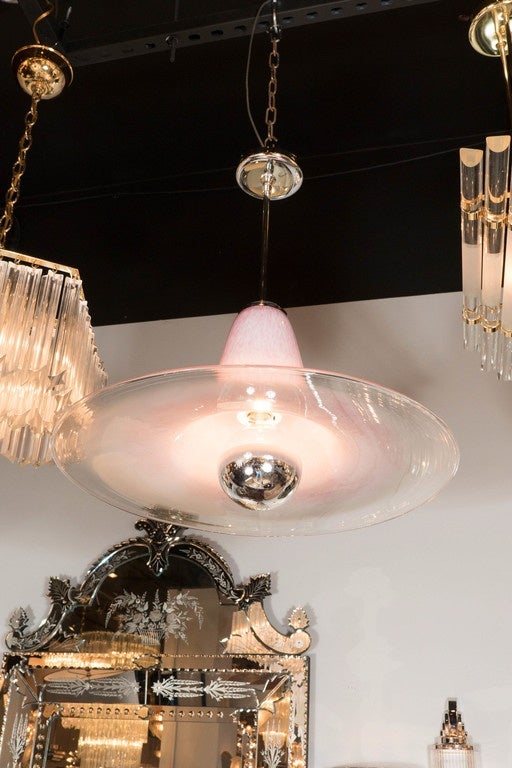 Gorgeous Mid-Century Modernist Murano Glass Saturn Chandelier In Excellent Condition In New York, NY