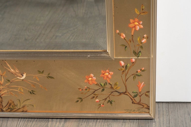 Late 20th Century La Barge Chinoiserie Reverse Hand-Painted and Gilded Mirror