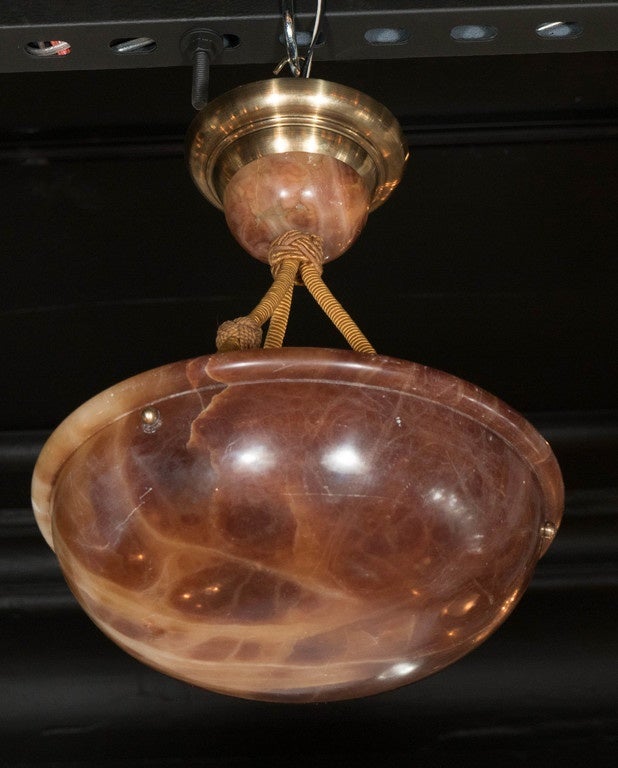 Exquisite Exotic Highly Veined Onyx  Art Deco Flush-Mount Chandelier In Excellent Condition In New York, NY