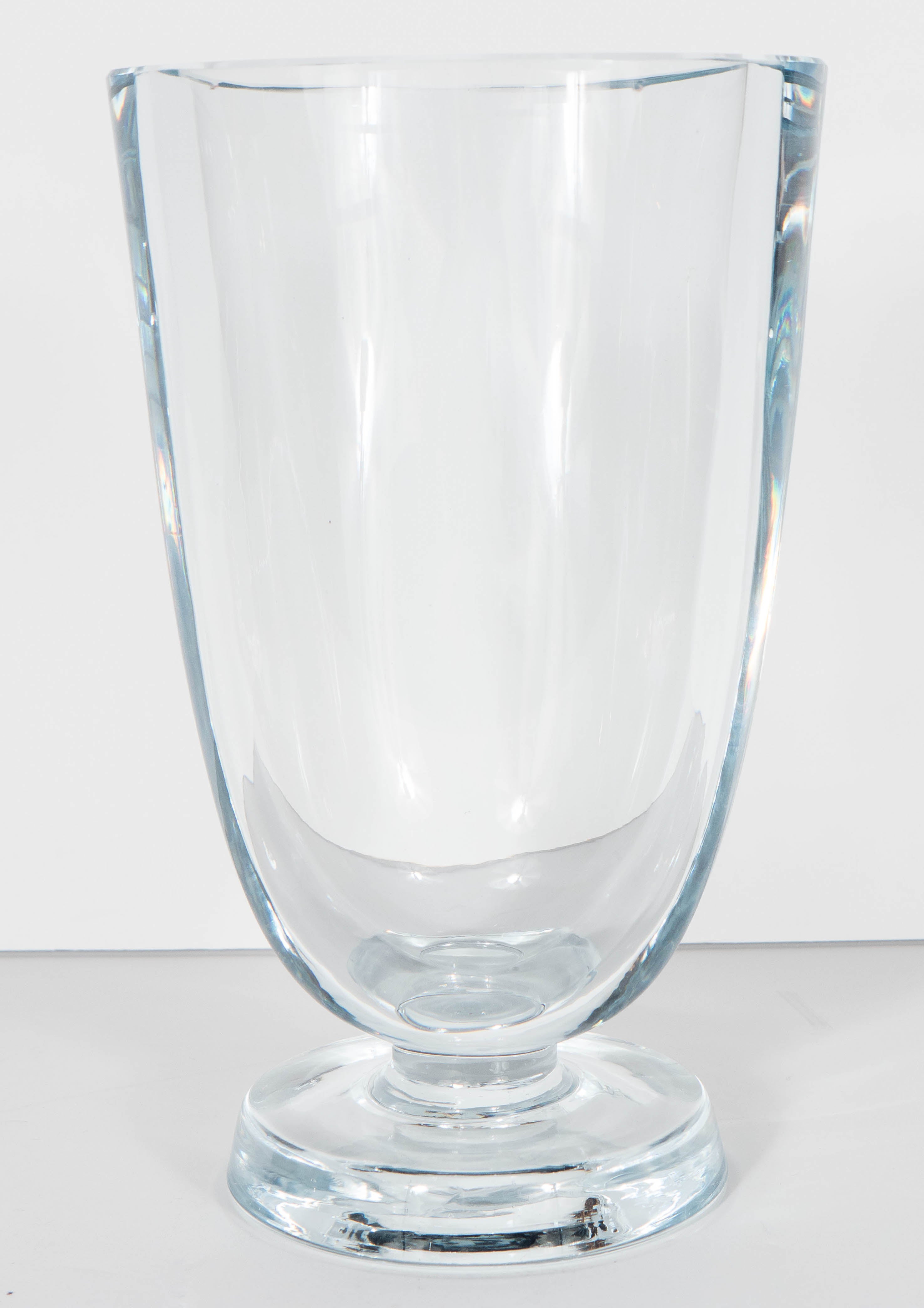Stunning Mid-Century Modernist Glass Vase by Stromberg in Ice Blue