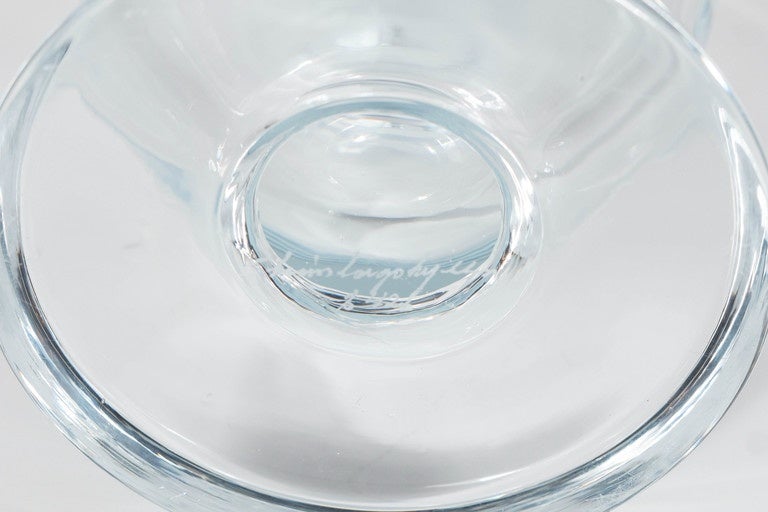 Mid-20th Century Stunning Mid-Century Modernist Glass Vase by Stromberg in Ice Blue