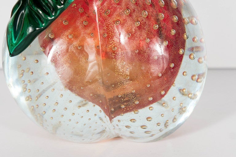 Wunderschönes Set aus mundgeblasenem Muranoglas - Birne und Apfel von Barbini