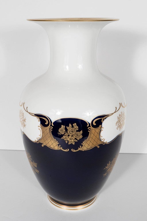 cobalt blue vase with gold overlay