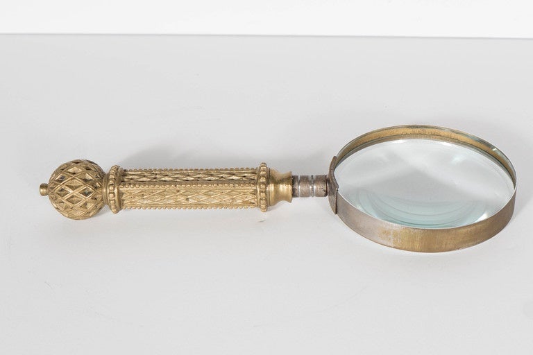 Antique Belle Époque Gilt Magnifying Glass In Good Condition In New York, NY