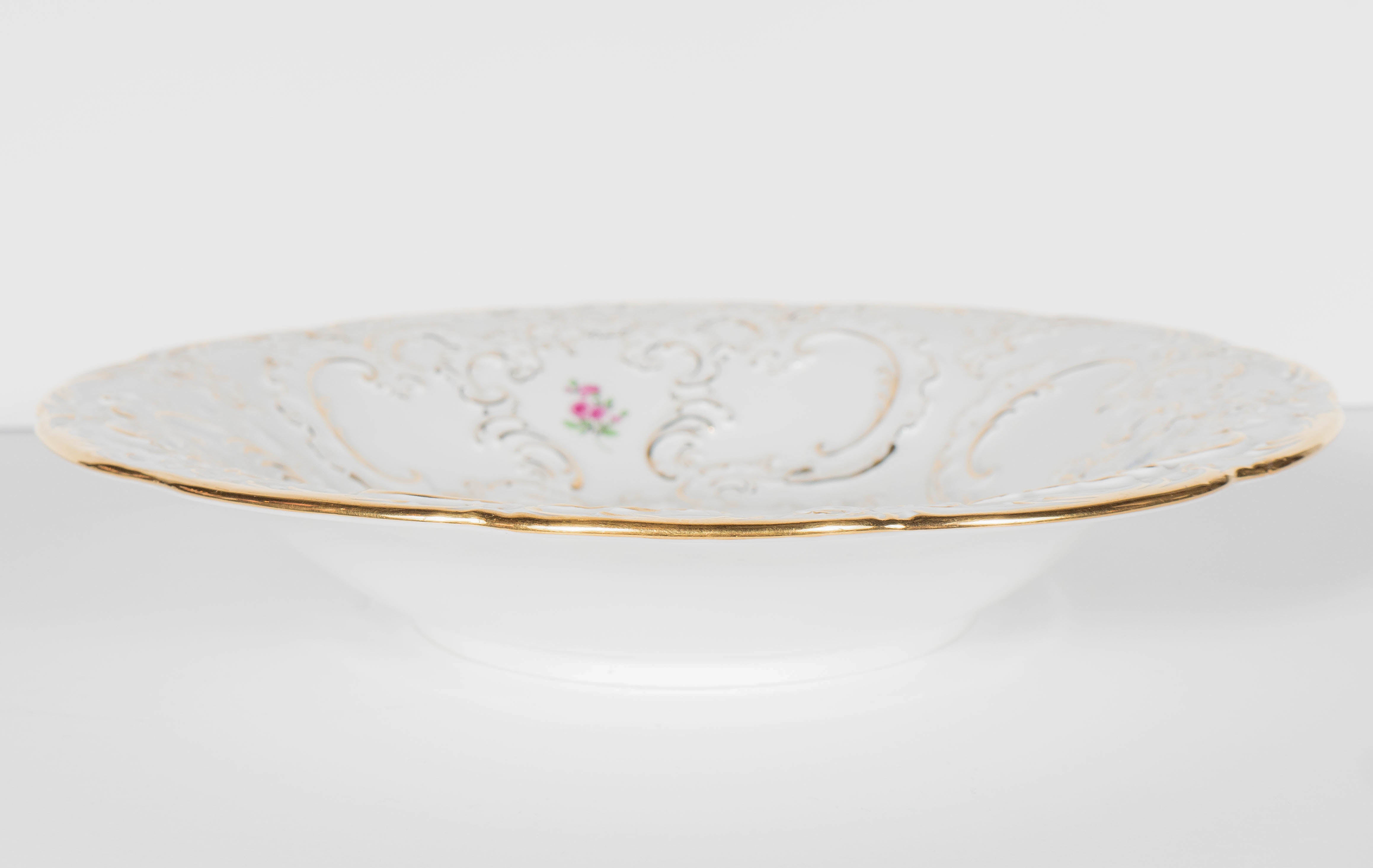 Exquisite Classical Relief-Form Porcelain Bowl with Floral Design by Meissen In Excellent Condition In New York, NY