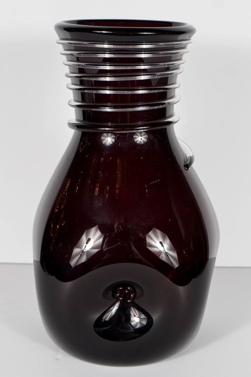 Mid-20th Century Mid-Century Modernist Handblown Murano Amethyst Glass Vase