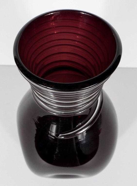 Mid-Century Modernist Handblown Murano Amethyst Glass Vase 2