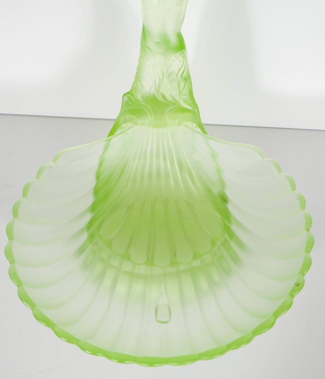 green glass shell dish