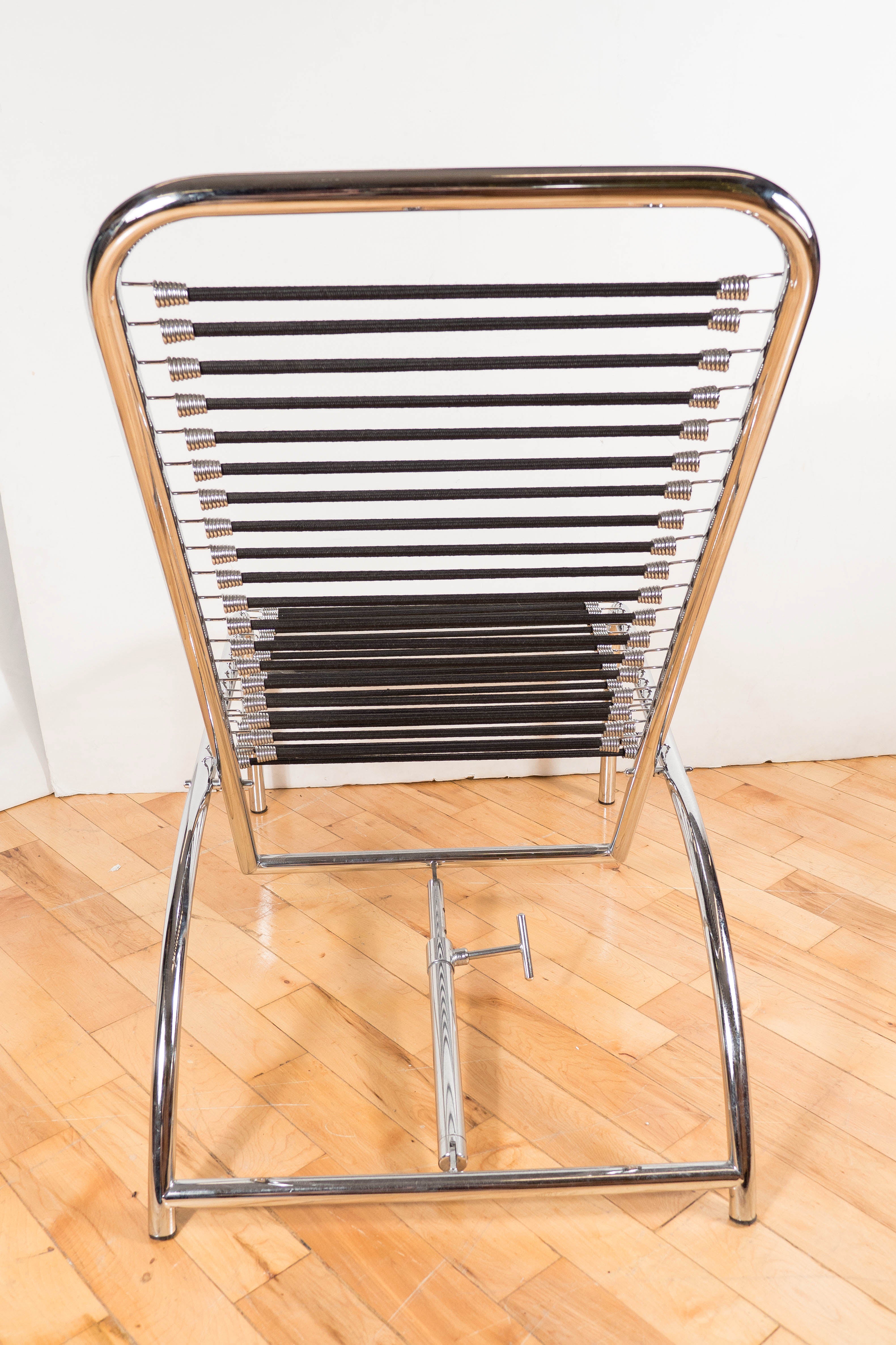 Aluminum Original Sandows Tubular Chrome Lounge or Easy Chair by Rene Herbst
