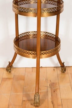 Elegant Three-Tiered Table in Amboyna Wood with Gilded Brass Cage and Accent