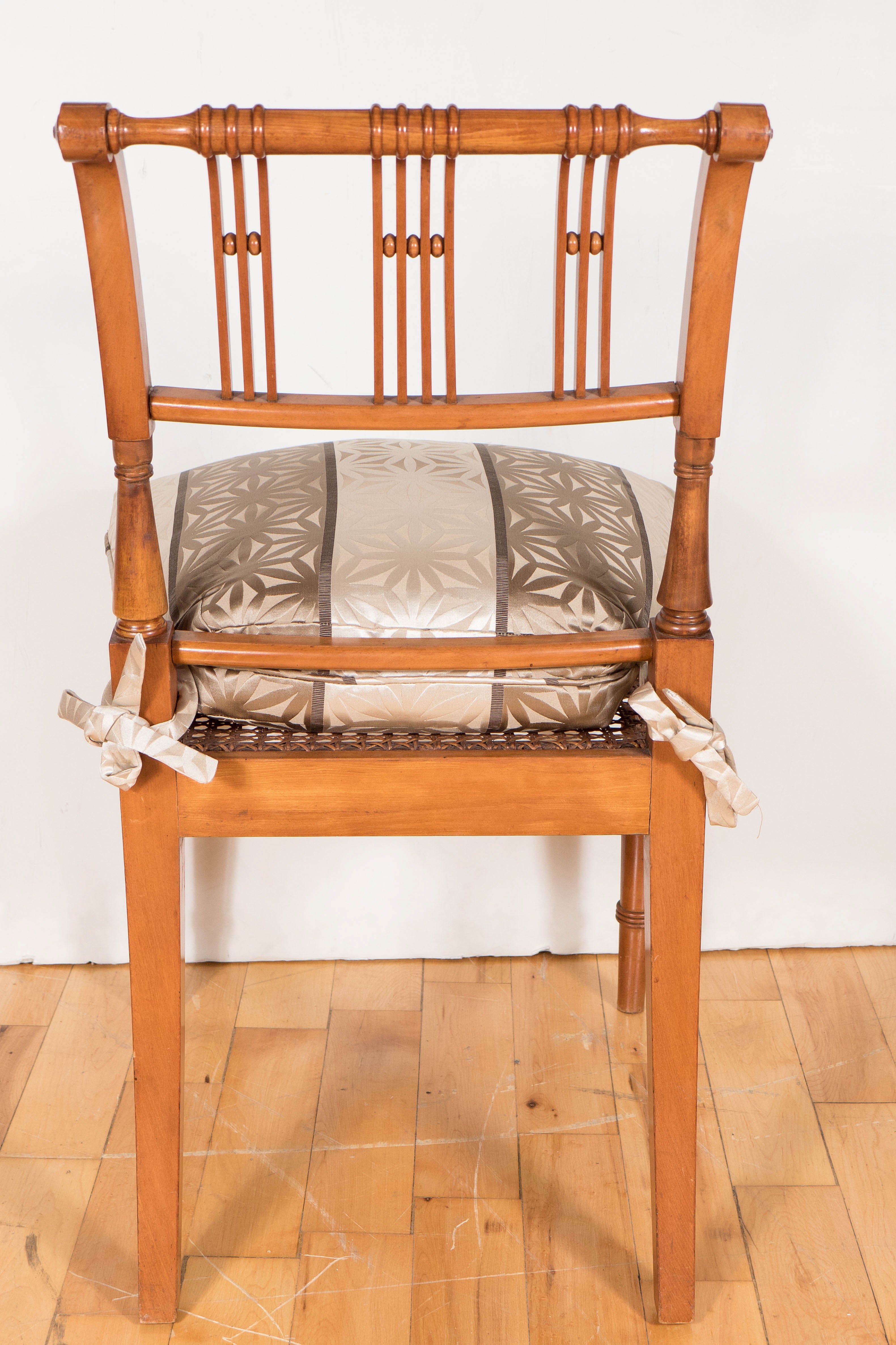 Silk Elegant Art Deco Biedermeier Chair in Cherrywood