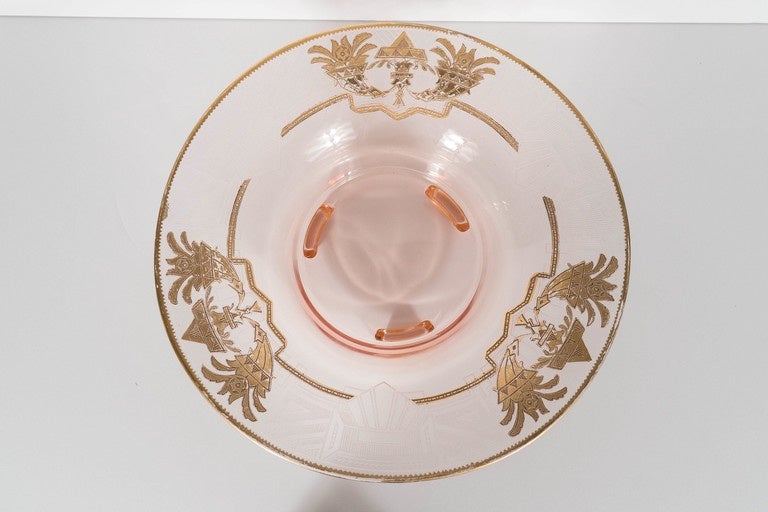 Art Deco Relief Etched and 24-Karat Gilt Relief Bowl In Excellent Condition For Sale In New York, NY
