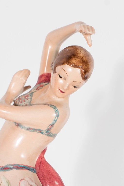 Ceramic Dancer Girl Made in England by Goldscheider with Butterfly Dress 2