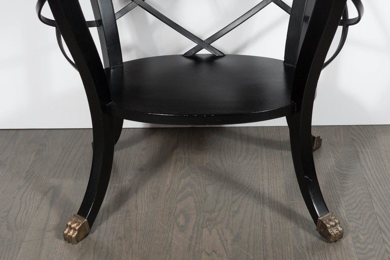 Elegant Pair of Cage Form Oval End Tables by Grosfeld House