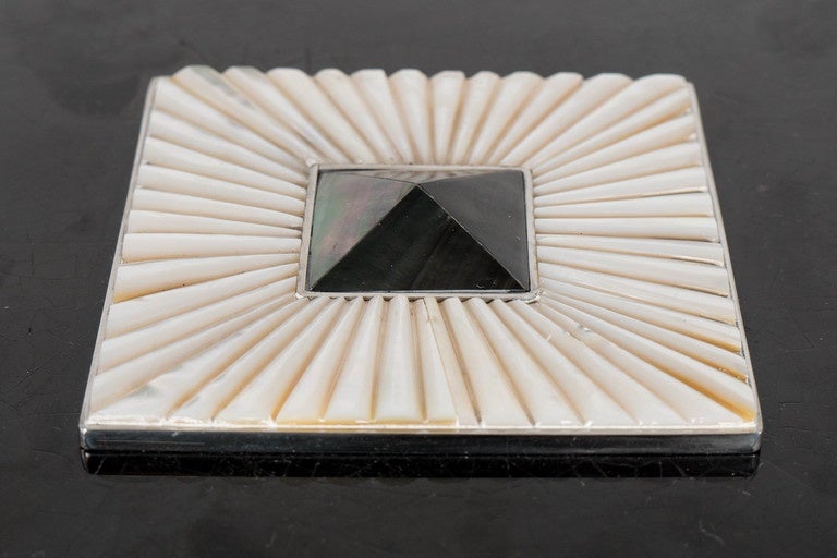 Art Deco Lux Square Blacktab Shell Box with Allan Shell Overlay and Tahiti Shell Pyramid