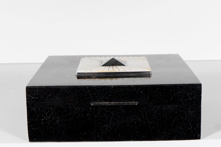Lux Square Blacktab Shell Box with Allan Shell Overlay and Tahiti Shell Pyramid 3