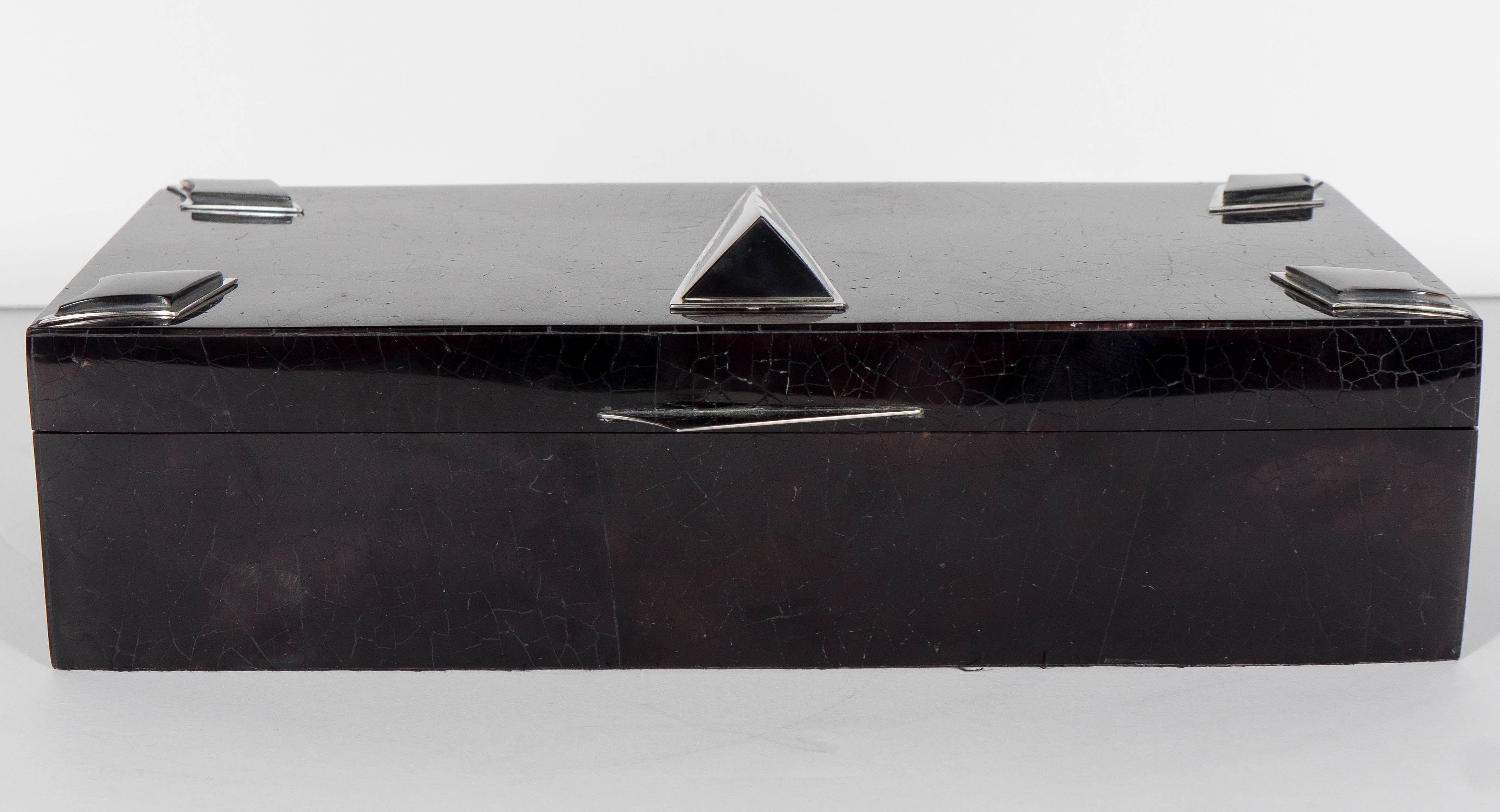 Exquisite Black Lacquer box w/ Cracqueleur varnish and mother-of-pearl Detailing