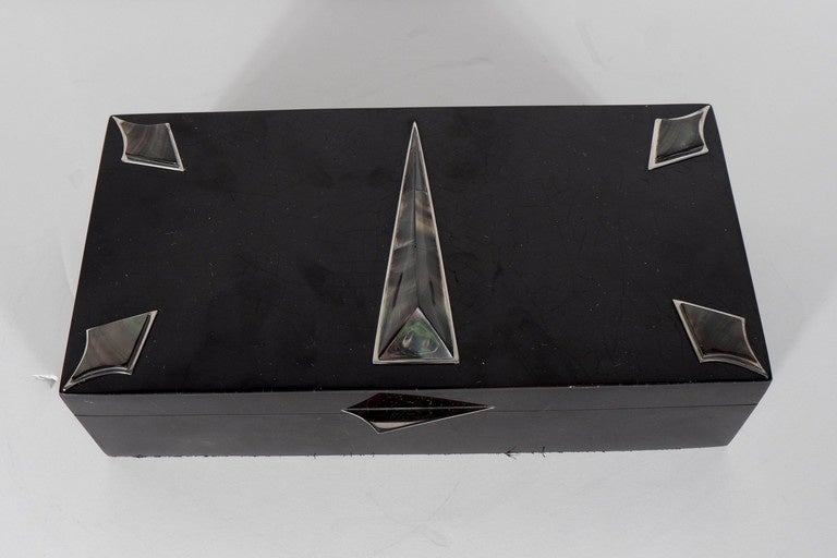 Philippine Exquisite Black Lacquer box w/ Cracqueleur varnish and mother-of-pearl Detailing