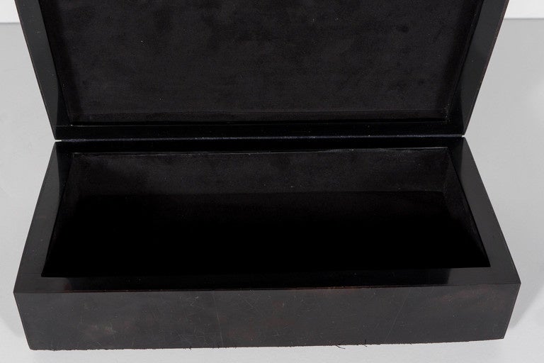 Exquisite Black Lacquer box w/ Cracqueleur varnish and mother-of-pearl Detailing 2