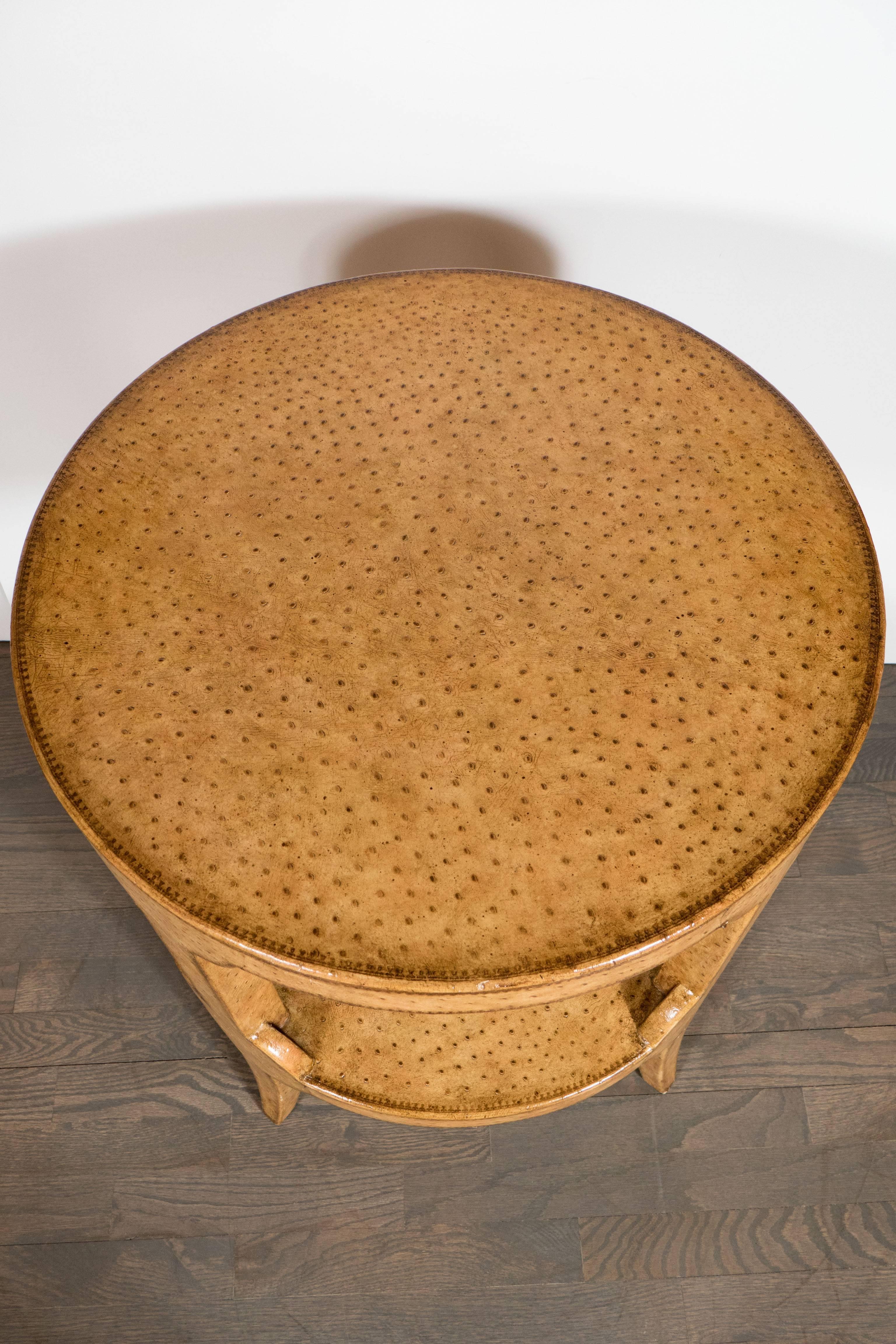 Mid-Century Modernist Two-Tier Ostrich Skin Side Gueridon Table 2