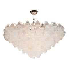 Modernist Iridescent and Clear Murano Glass Barbell Chandelier 10