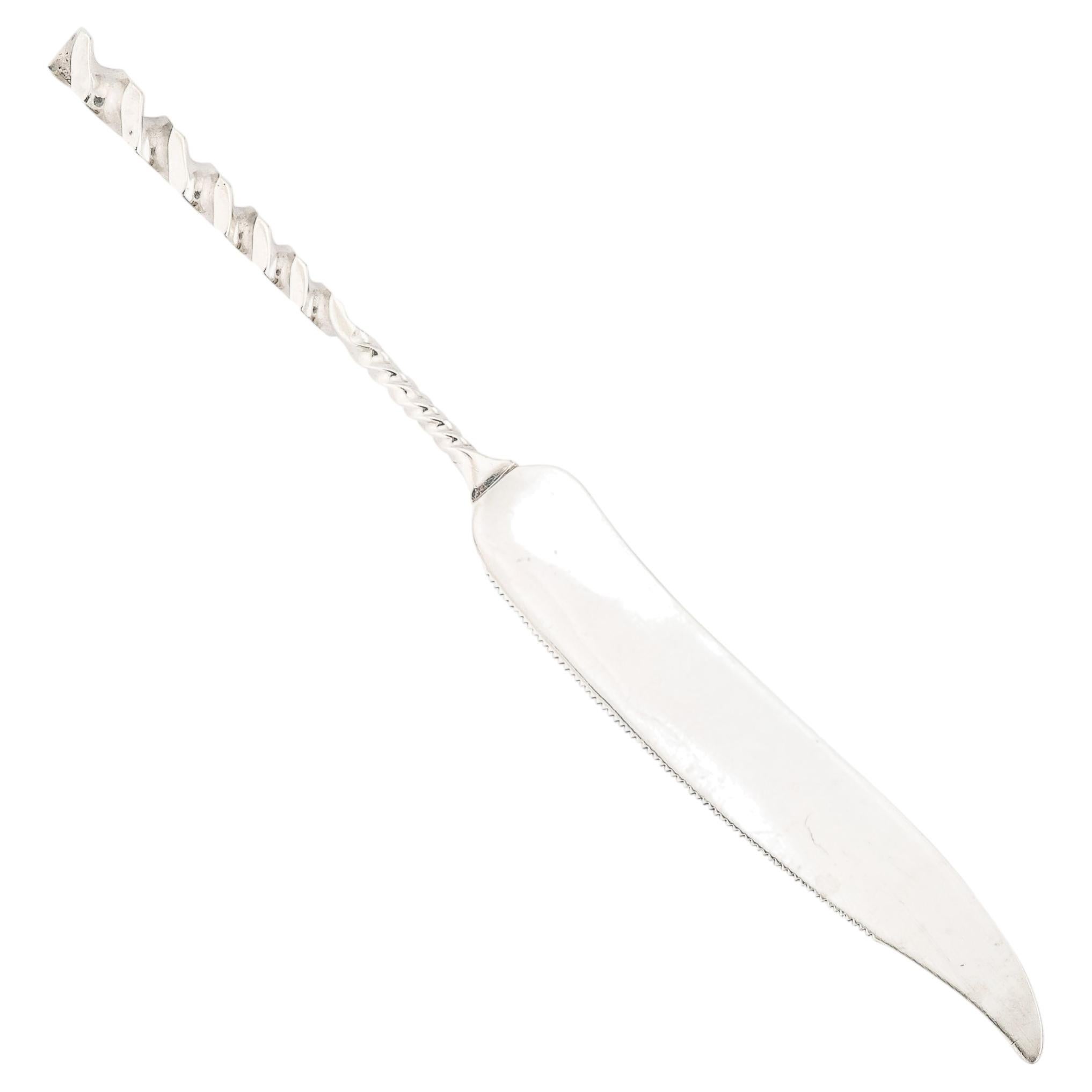 Arts & Crafts Movement Sterling Silver Twist Knife signed Whiting Manufacturing For Sale