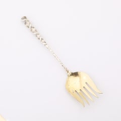 Arts & Crafts Sterling Silver & Gold Washed Twist Fork by Whiting Manufacturing