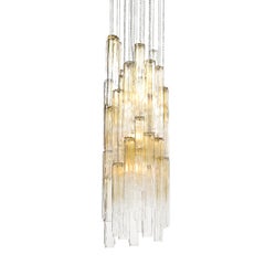 Mid-Century Large Muted Citrine Calza Glass Chandelier signed Venini