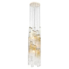 Mid-Century Large Muted Citrine Calza Glass Chandelier signed Venini