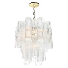 Mid-Century Hand-Blown Two-Tier Stepped Murano Glass Tronchie Chandelier