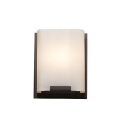 Pair of Modernist Alabaster & Oil-Rubbed Bronze Wall Sconces
