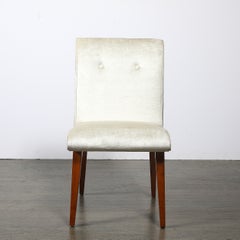 Silla Art Déco de terciopelo y nogal con respaldo de botones, diseñada por Russel Wright para Conant Ball