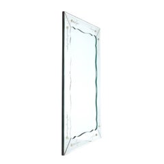 Mid-Century Reverse Etched Mirror w/ Scalloped Inner Border & Florets