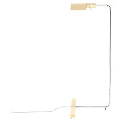 Lampada da terra regolabile in ottone lucido e nichel, in stile Mid-Century, firmata Cedric Hartman