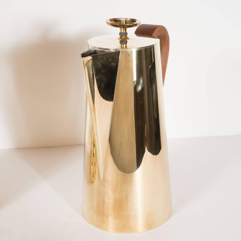 Tommi Parzinger for Dorlyn Silversmiths Coffee/Tea Service in Brass and Walnut 2