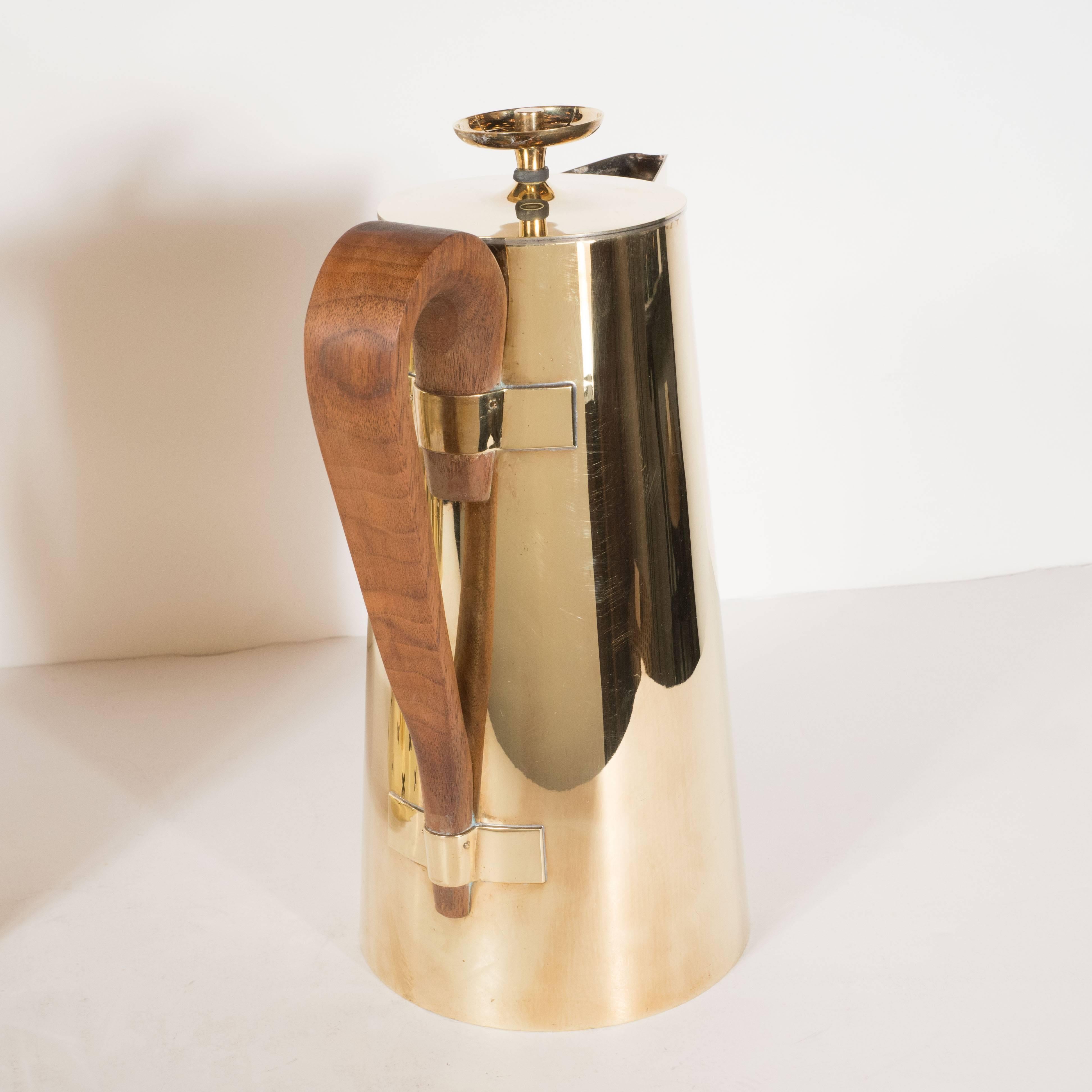 Tommi Parzinger for Dorlyn Silversmiths Coffee/Tea Service in Brass and Walnut 1